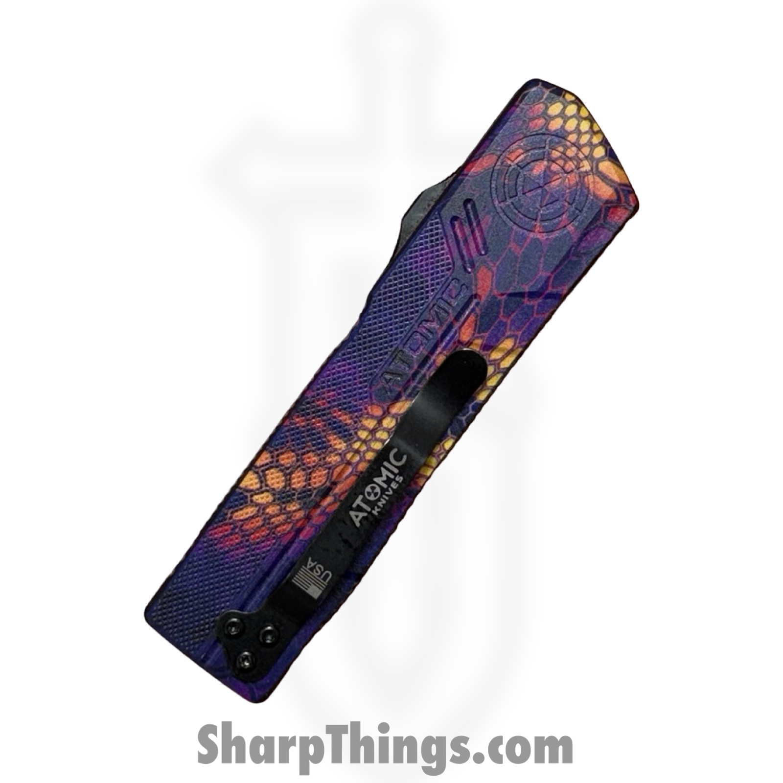 Atomic Knives - WNS-DT01SCMPBT - UltraLite ATOMIC - OTF Auto - D2 Coated Tanto - Aluminum - Snake Camo - Image 8