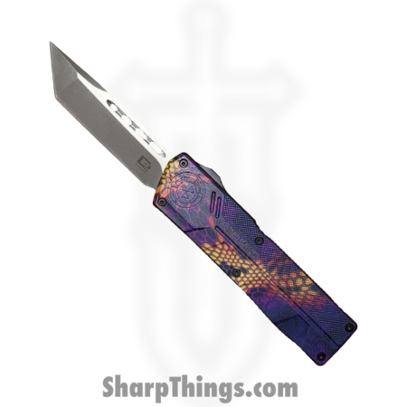 Atomic Knives – WNS-DT01SCMP – UltraLite ATOMIC – OTF Auto – D2 Satin Tanto – Aluminum – Snake Camo
