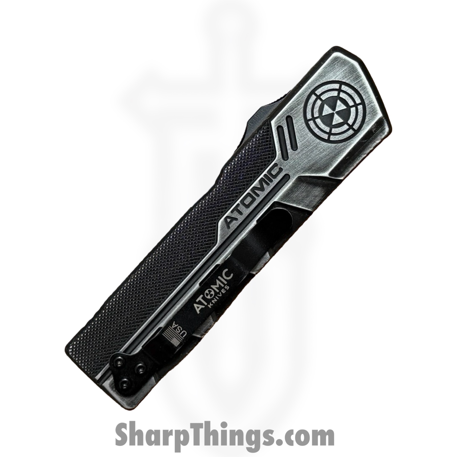 Atomic Knives - WNS-DT01SWBT - UltraLite ATOMIC - OTF Auto - D2 Stonewash Tanto - Aluminum - Stonewash - Image 6