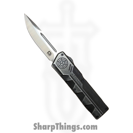 Atomic Knives – WNS-DT01SWDP – UltraLite ATOMIC – OTF Auto – D2 Stonewash Drop Point – Aluminum – Stonewash