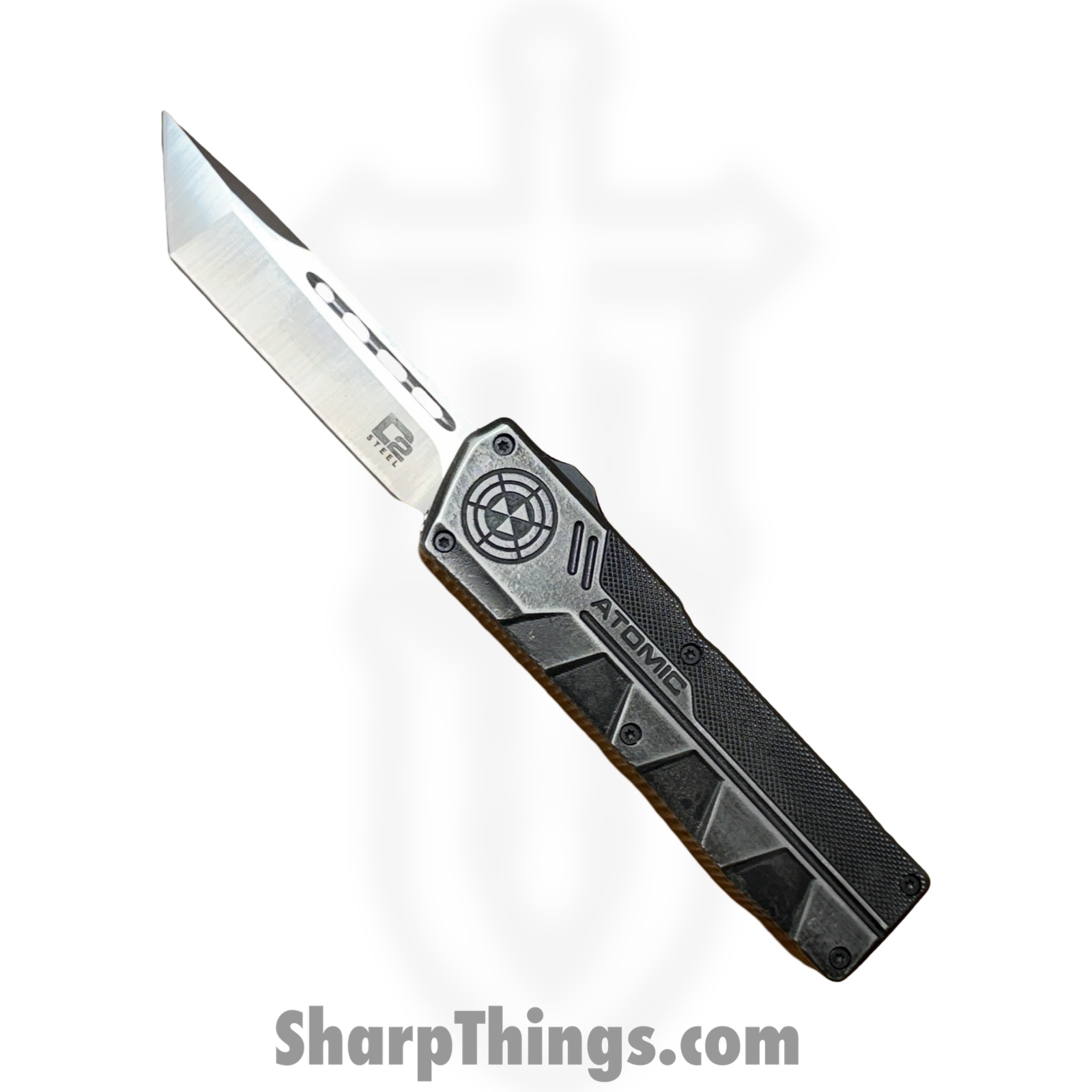 Atomic Knives - WNS-DT01SW - UltraLite ATOMIC - OTF Auto - D2 Stonewash Tanto - Aluminum - Stonewash