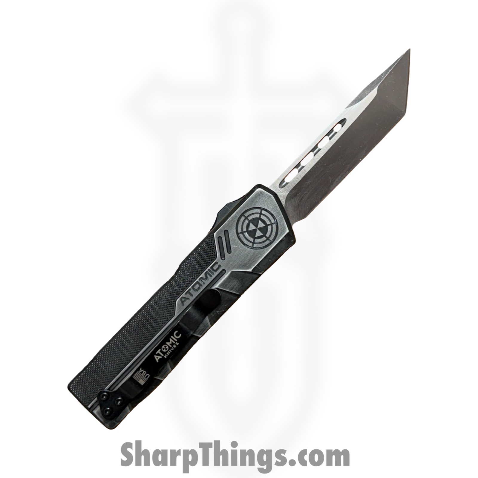 Atomic Knives - WNS-DT01SW - UltraLite ATOMIC - OTF Auto - D2 Stonewash Tanto - Aluminum - Stonewash - Image 2