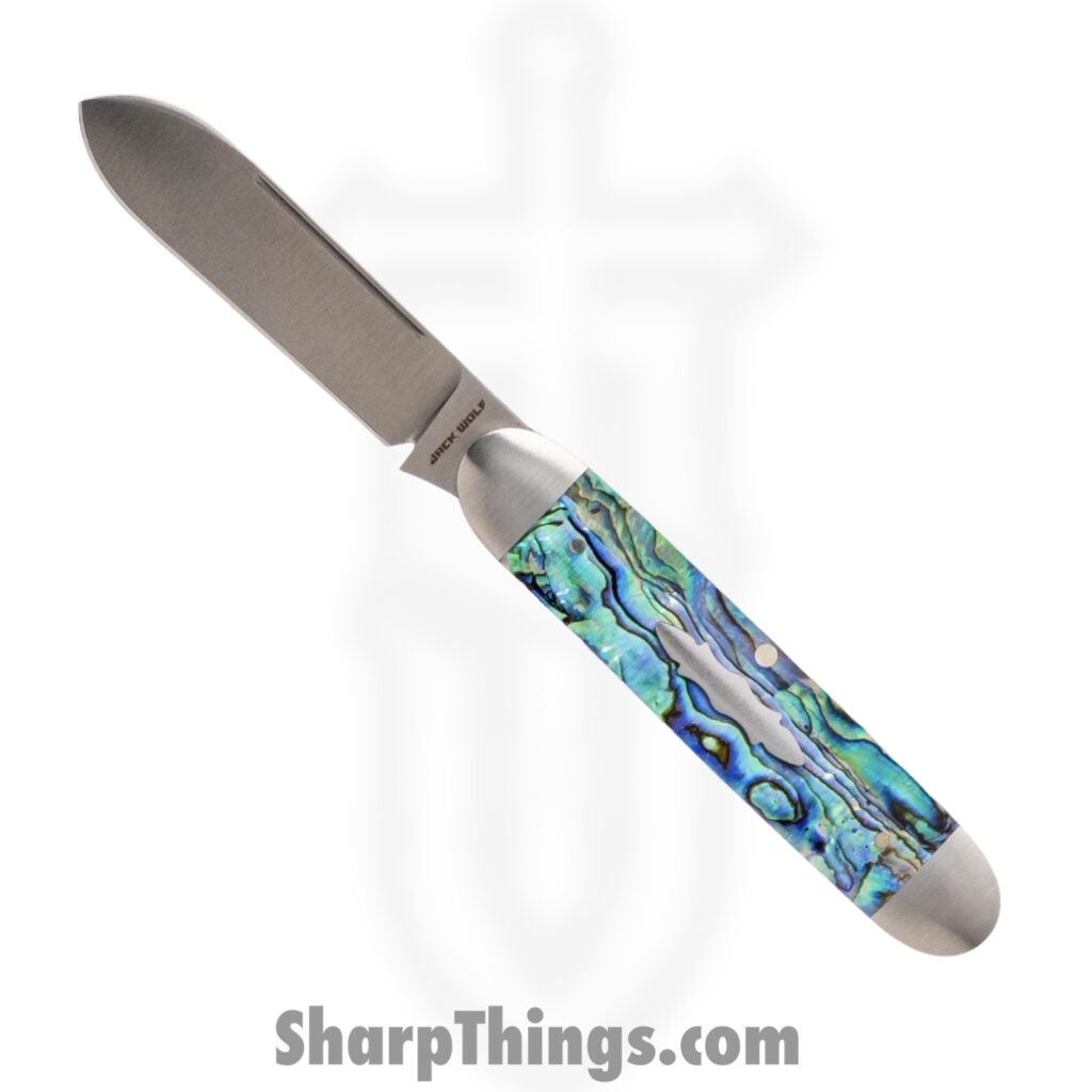 Jack Wolf Knives – EQEND-ABAL – Equal End – Folding Knife – 14C28N Drop Spear – Abalone – Multi-Color