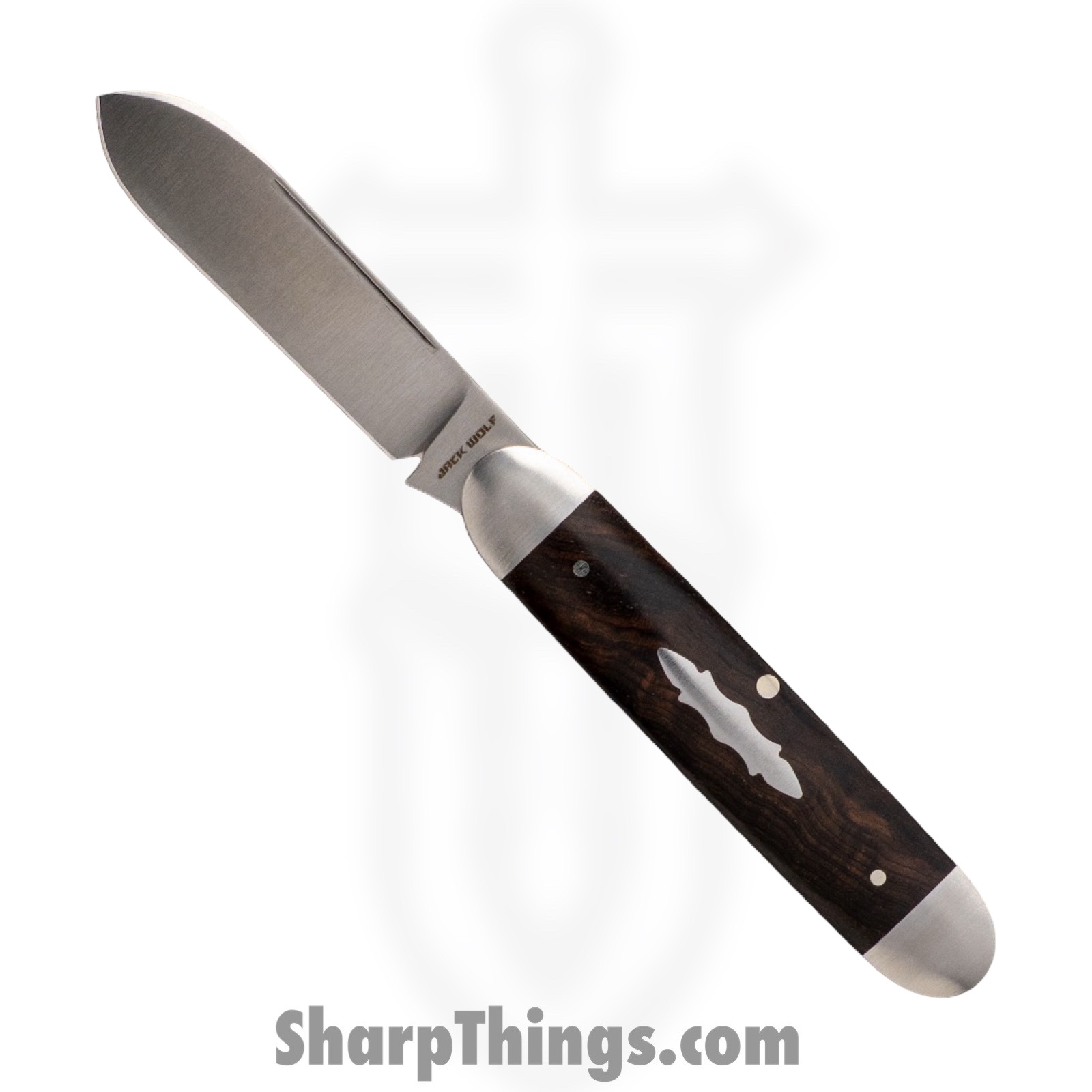 Jack Wolf Knives - EQEND-EBNY - Equal End - Folding Knife - 14C28N Drop Spear - Wood - Ebony