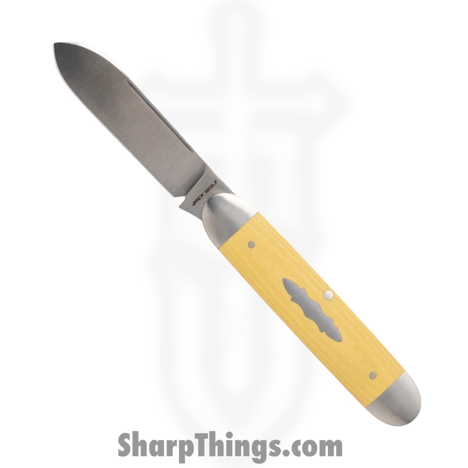 Jack Wolf Knives - EQEND-MICA - Equal End - Folding Knife - 14C28N Drop Spear - Paper Micarta - Antique Ivory