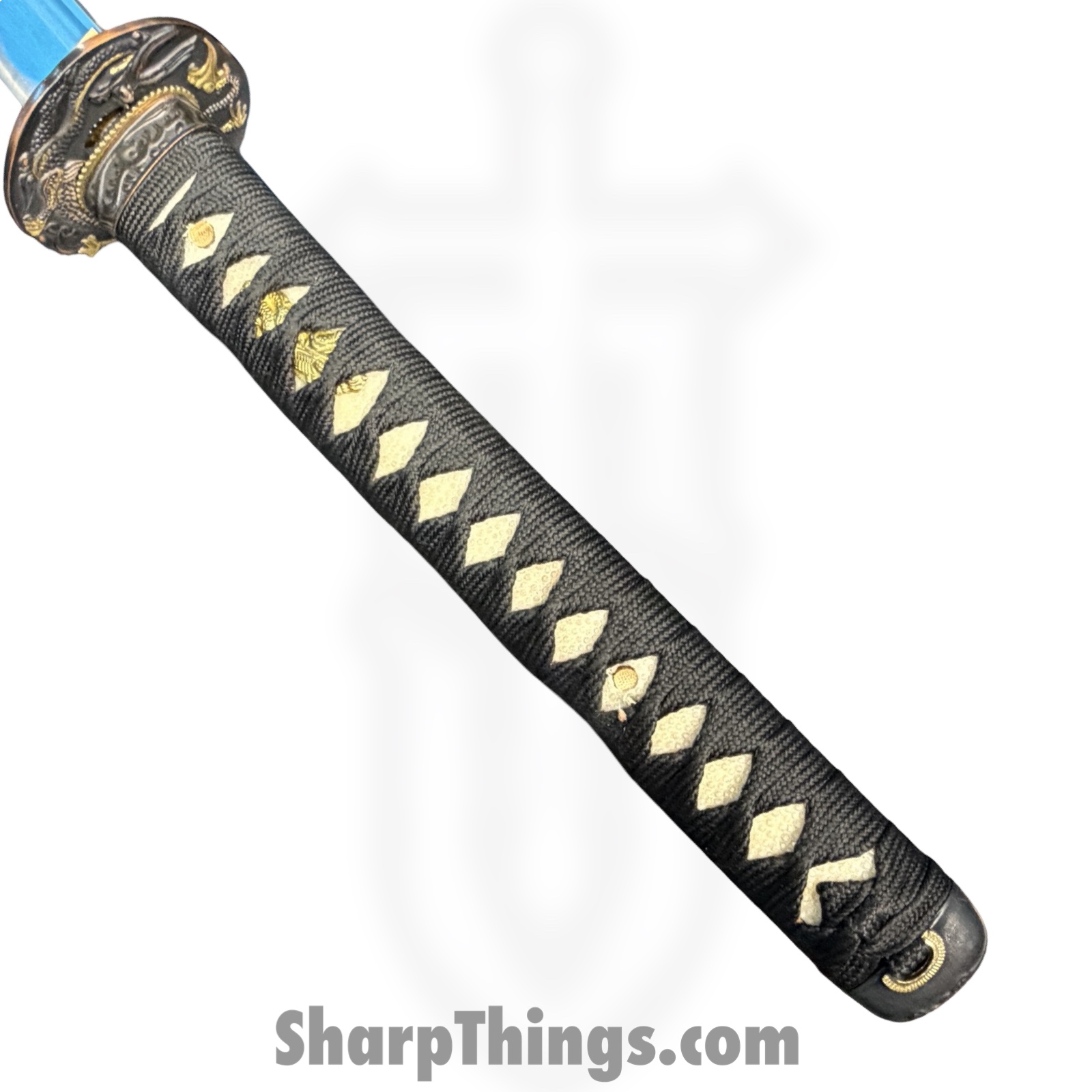 Onikiri - F-570-DG - 41in Handmade Dragon Katana - Fixed Blade Knife - 1045 HC Satin - Cord Wrapped - Black - Image 5