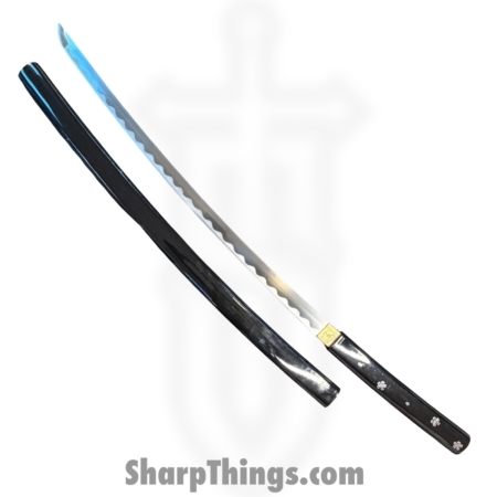 Onikiri – F-905 – Handmade Japanese Shirasaya Samurai Katana – Fixed Blade Knife – 1045 HC Satin  – Cord Wrapped – Black