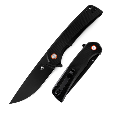 Klaken Knives – J147-BK-BK – Virex – Folding Knife – D2 Coated Drop Point – G10 – Black