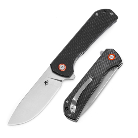 Klaken Knives – J305-BK-SW – Drake – Folding Knife – D2 Stonewash Clip Point – Micarta – Black