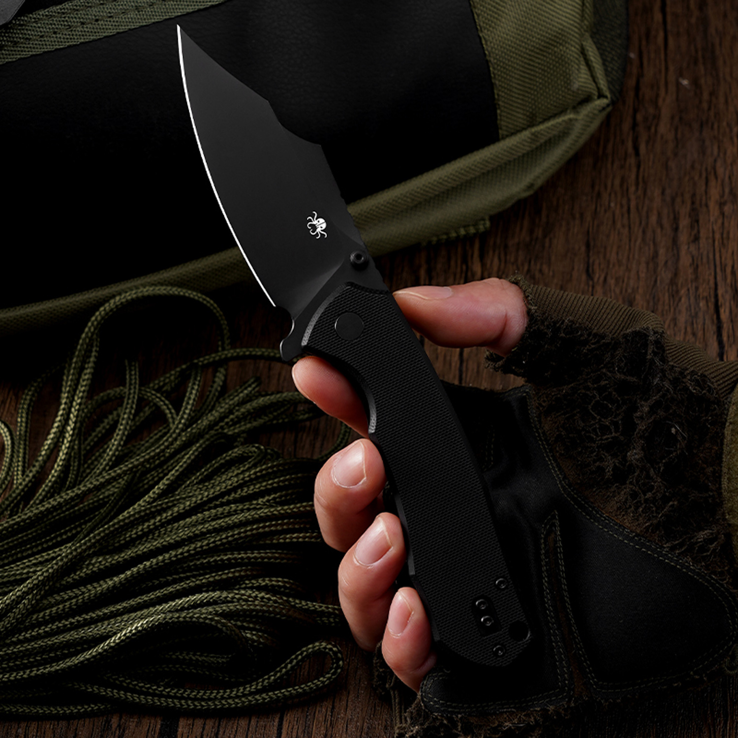 Klaken Knives - K01-BK-BK - Specter - Folding Knife - D2 Coated Clip Point - G10 - Black - Image 9