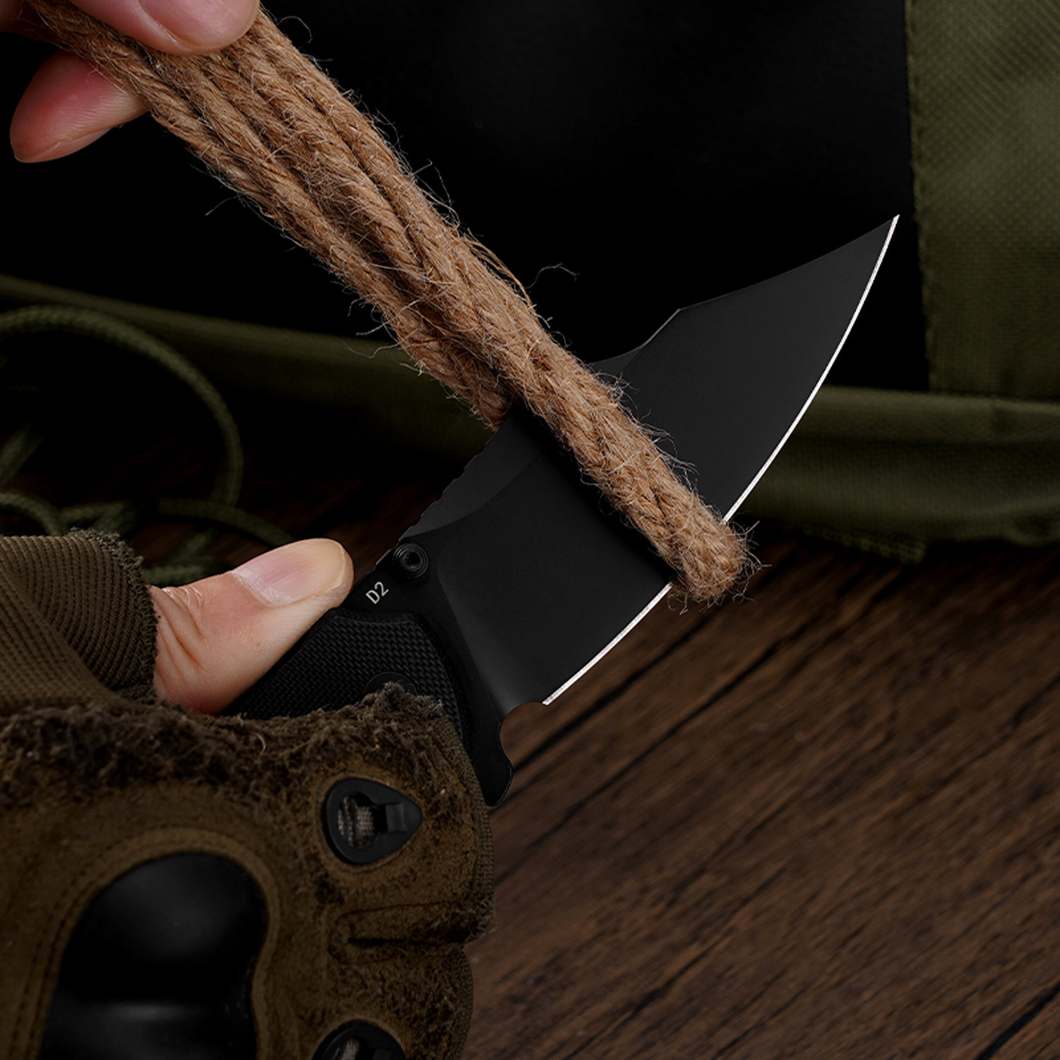 Klaken Knives - K01-BK-BK - Specter - Folding Knife - D2 Coated Clip Point - G10 - Black - Image 8