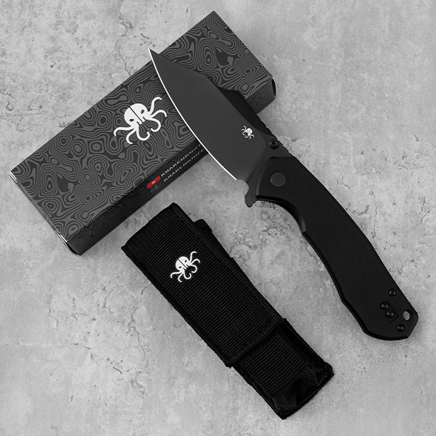 Klaken Knives - K01-BK-BK - Specter - Folding Knife - D2 Coated Clip Point - G10 - Black - Image 6