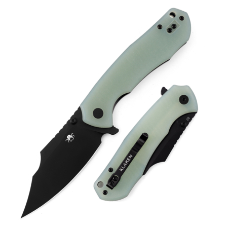 Klaken Knives – K01-JD-BK – Specter – Folding Knife – D2 Coated Clip Point – G10 – Jade