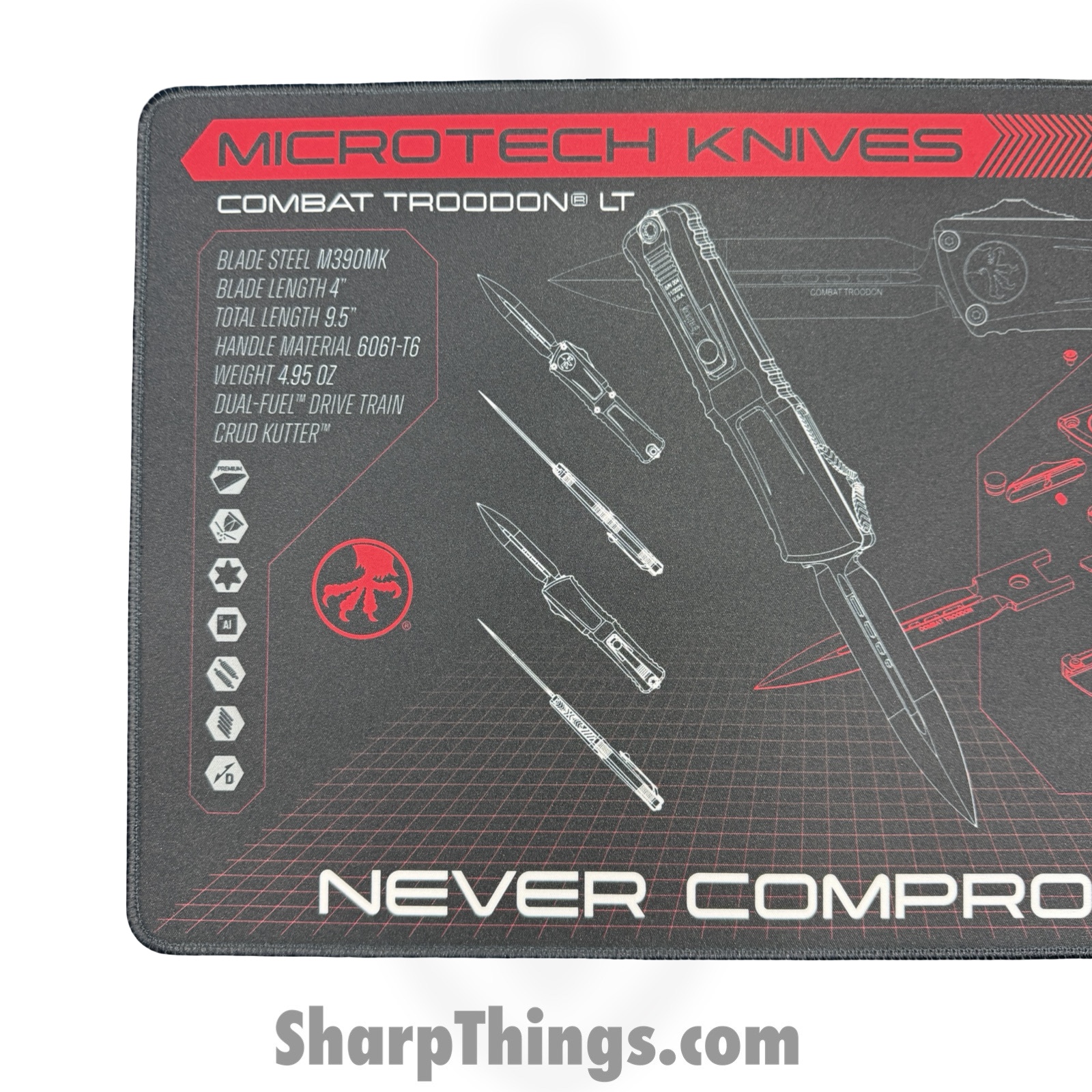 Microtech - MAT-CT - Combat Troodon Mat - 11in x 17in - 5mm thick - non slip - Black - Image 2