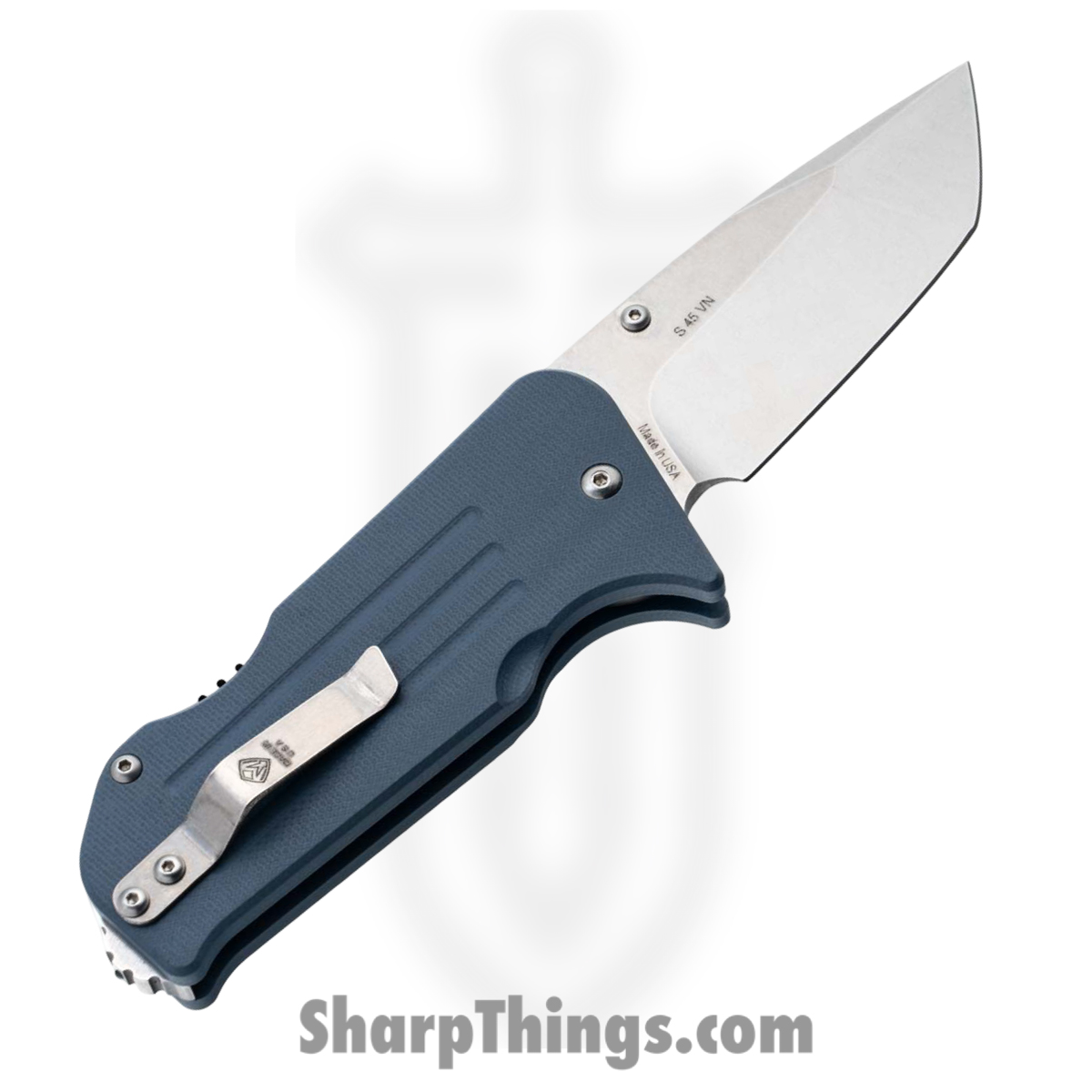 1881 Knife Works - MMS010 - Broadway - Folding Knife - S45VN Tumbled Tanto - G10 - Denim Blue - Image 2