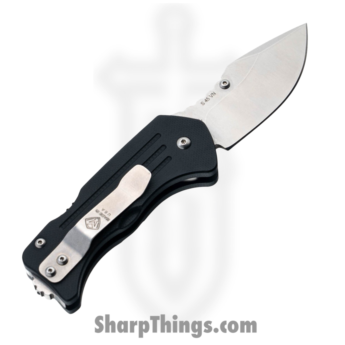 1881 Knife Works - MMS013 - Lombard - Folding Knife - S45VN Tumbled Drop Point - G10 - Black - Image 2