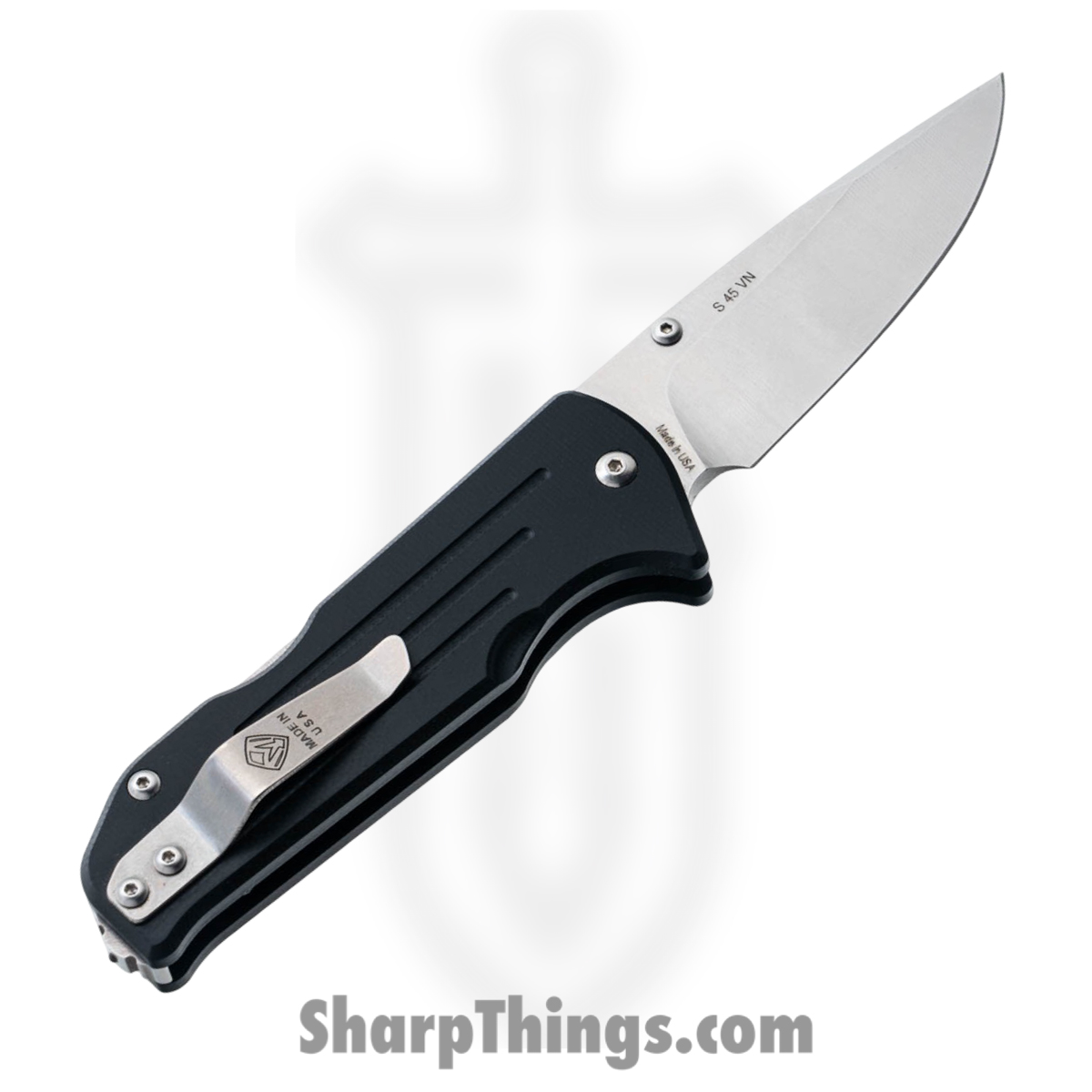 1881 Knife Works - MMS019 - Bourbon - Folding Knife - S45VN Tumbled Drop Point - G10 - Black - Image 2
