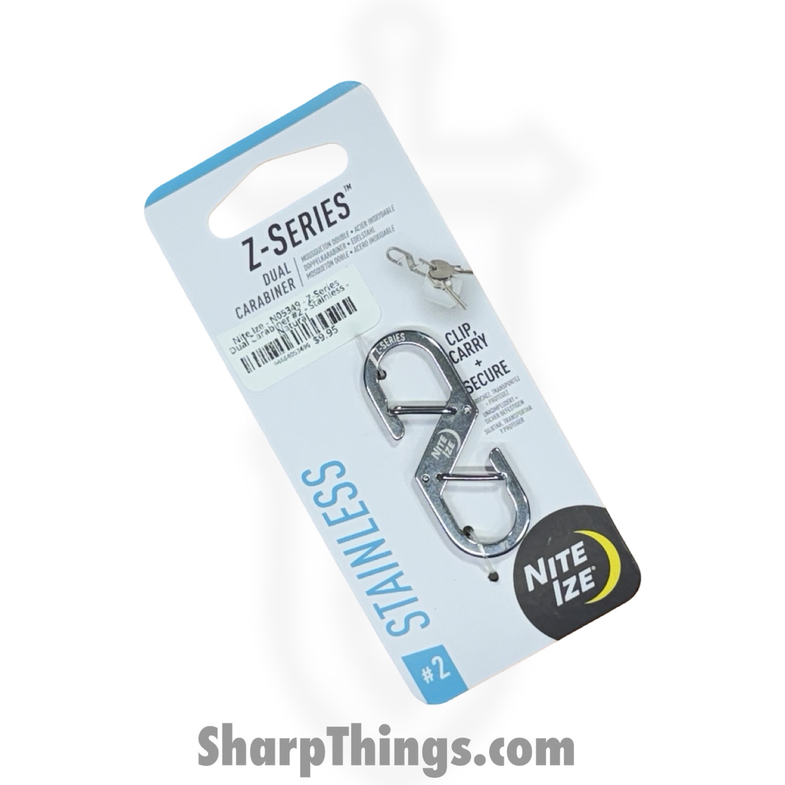 Nite Ize - N05349 - Z-Series Dual Carabiner #2 - Stainless - Natural