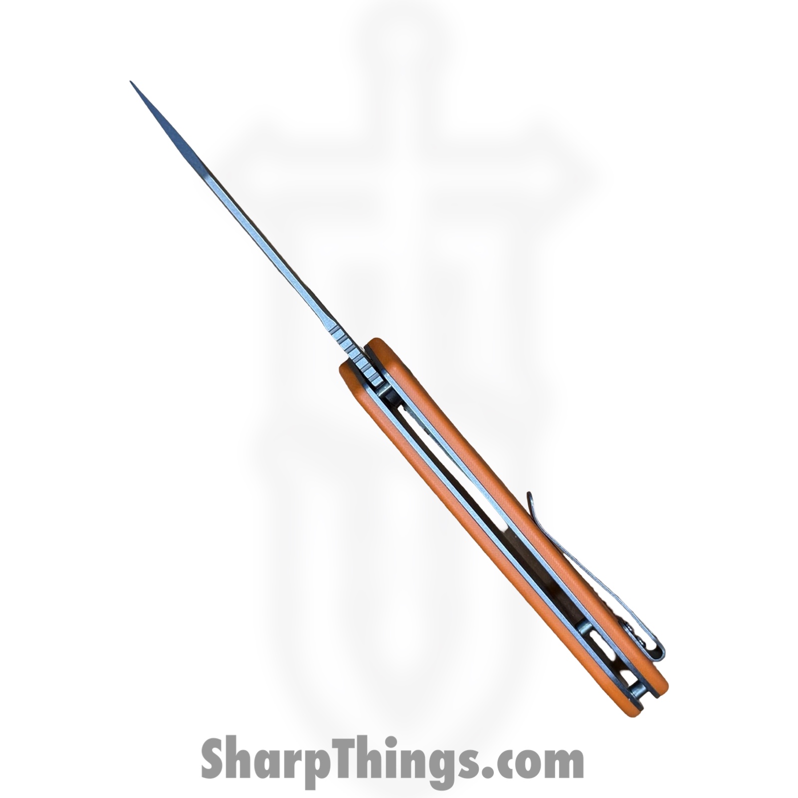 Buckshot Knives - PBB26OR - Model 26 - Folding Knife - D2 Stonewash Wharncliffe - G10 - Orange - Image 9