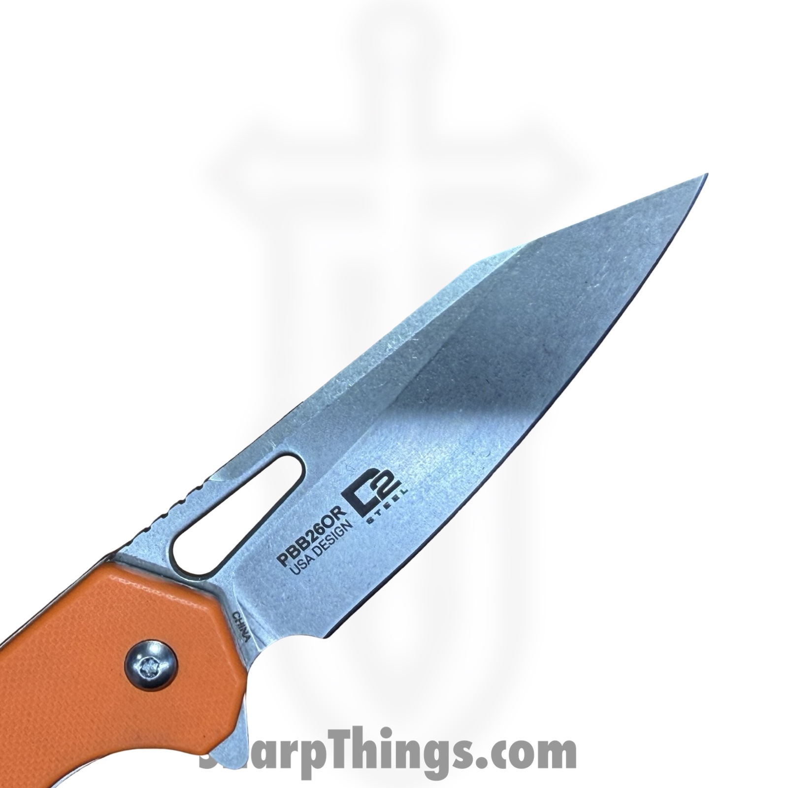 Buckshot Knives - PBB26OR - Model 26 - Folding Knife - D2 Stonewash Wharncliffe - G10 - Orange - Image 8