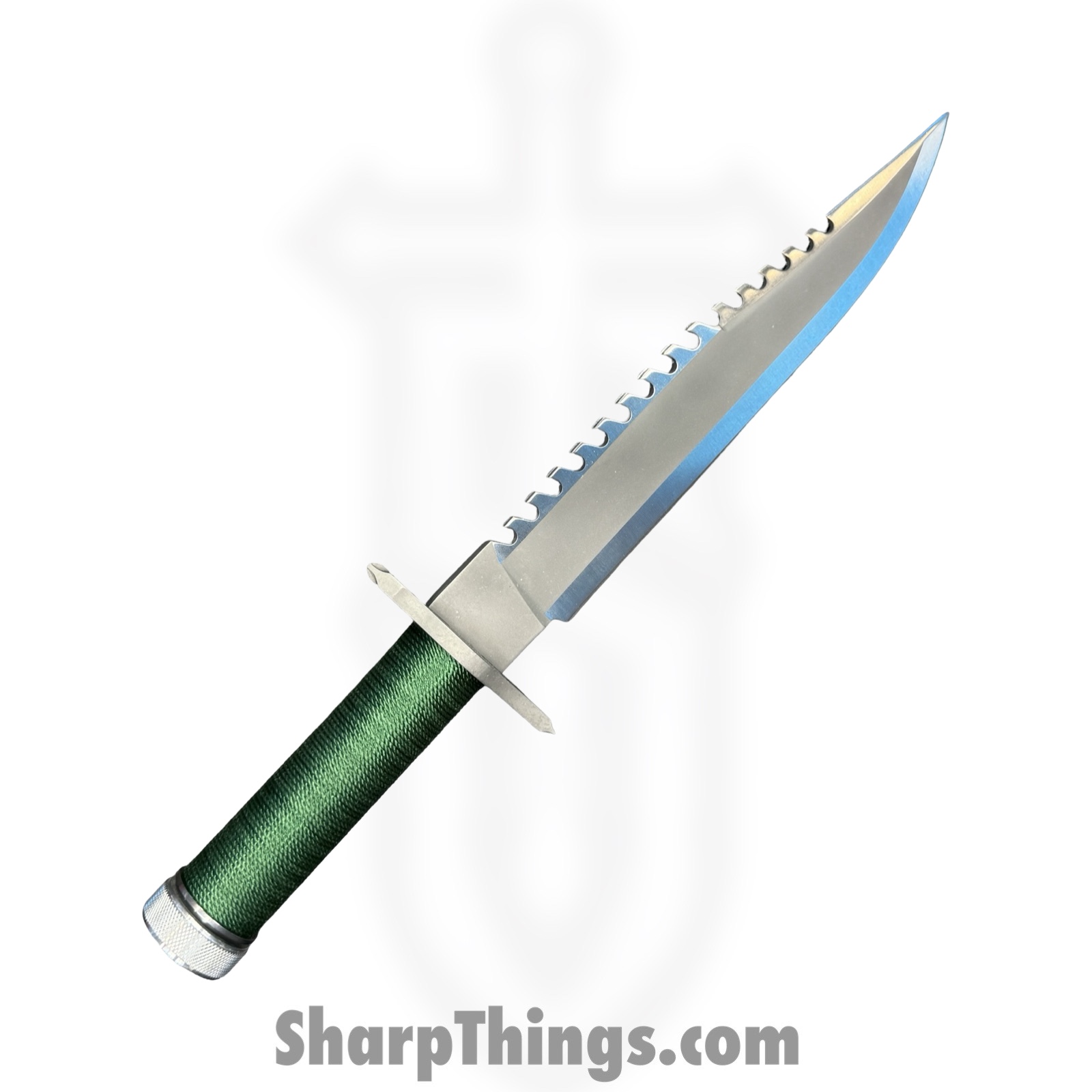 Rambo Knives - RB9423 - First Blood John Rambo - Fixed Blade Knife - Stainless Satin Saw Back - Cord Wrapped - OD Green - Image 2