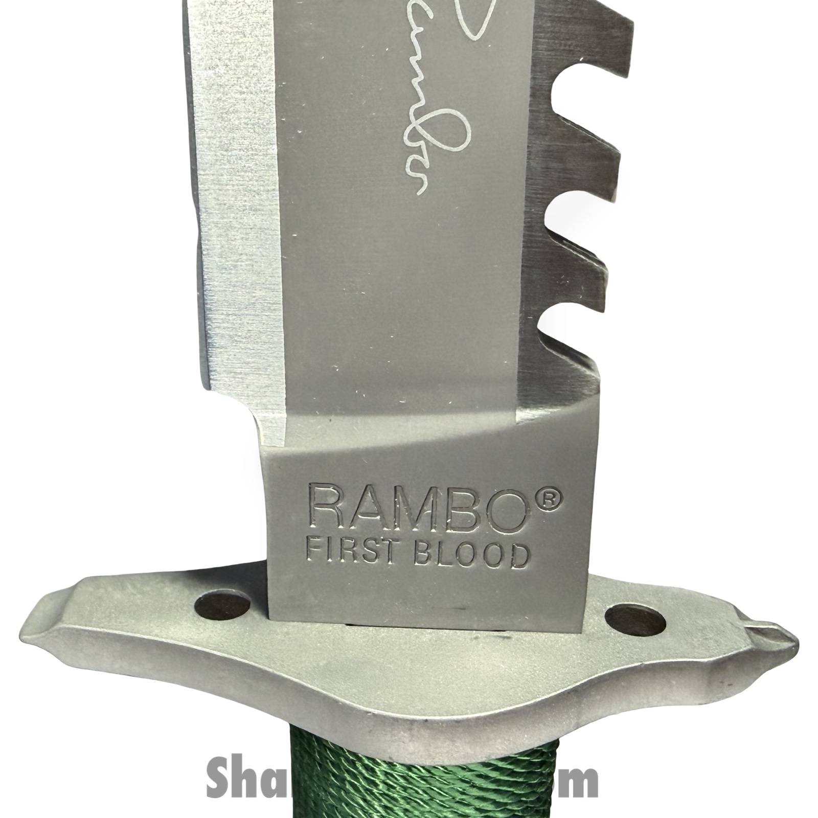 Rambo Knives - RB9423 - First Blood John Rambo - Fixed Blade Knife - Stainless Satin Saw Back - Cord Wrapped - OD Green - Image 6
