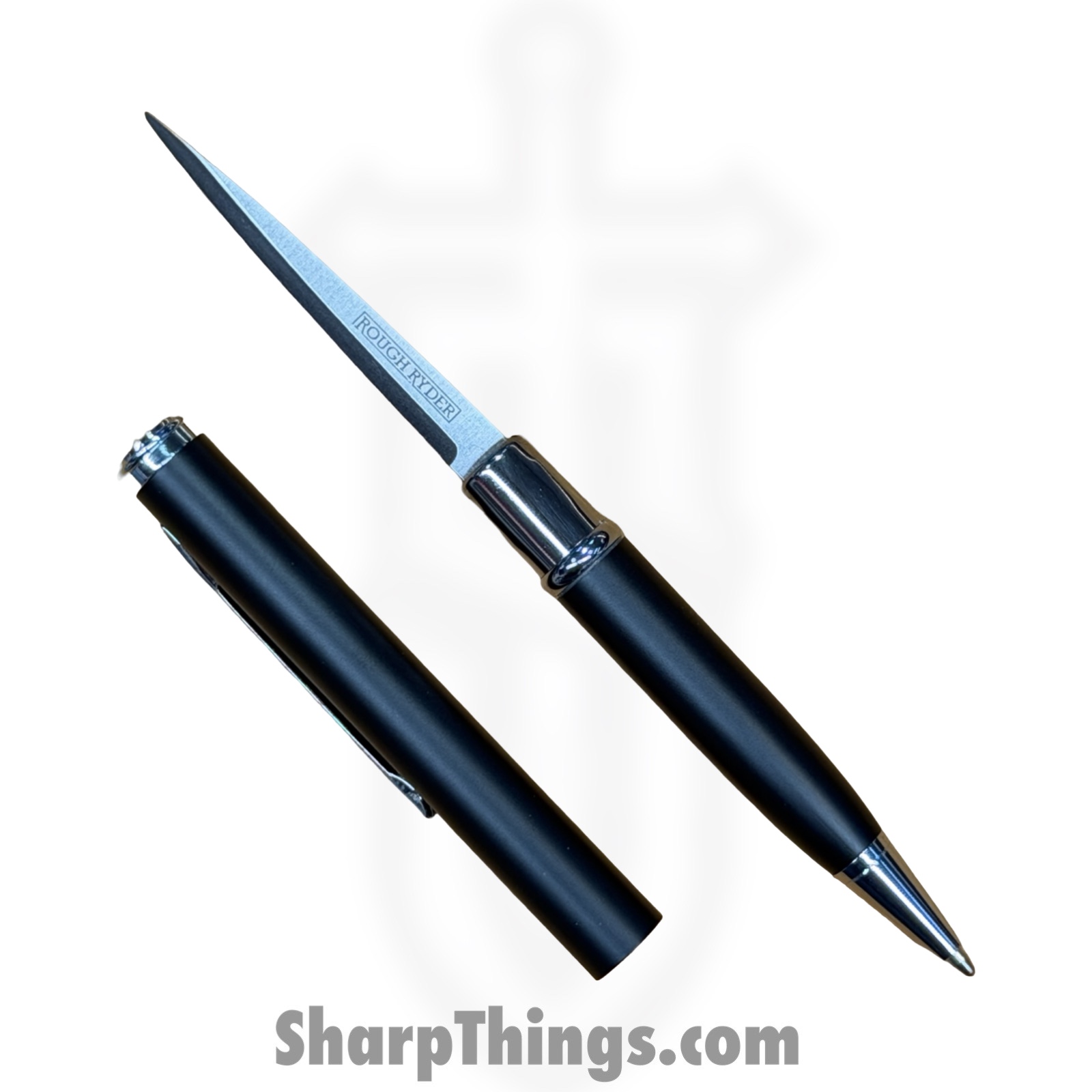 Rough Rider - RR613 - Ink Pen Knife Black - Fixed Blade Knife - Stainless Satin Spear Point - Metal - Black - Image 3