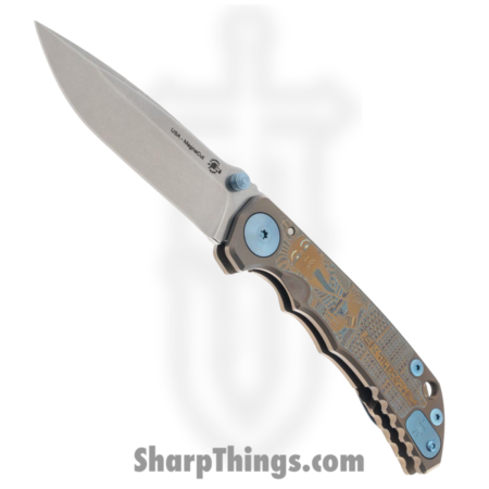 Spartan Blades – SF5KTUT – Harsey Custom – Folding Knife – CPM MagnaCut Stonewash Drop Point – “King Tuts Coffin” Titanium – King Tut