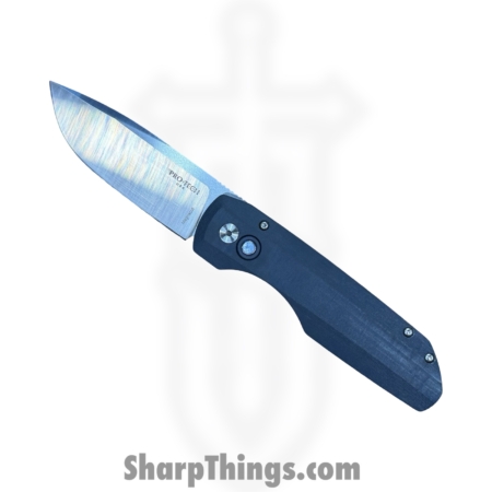 ProTech – VERO1210-LTD BLUE LINEN MIC – Vero Synapse Design – Automatic Knife – CPM MagnaCut Satin Drop Point – Linen Micarta – Blue