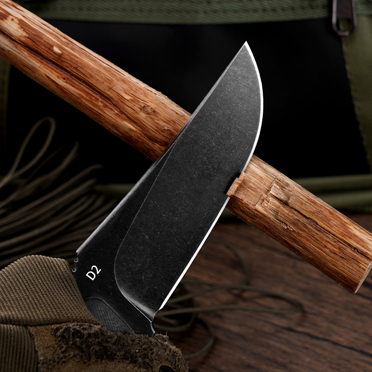 Klaken Knives - Z012-BK-BK - Duskhorn - Fixed Blade Knife - D2 Stonewash Drop Point - G10 - Black - Image 3