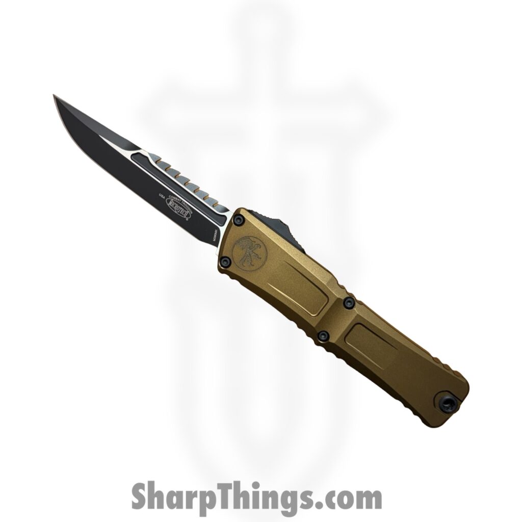 Microtech – 1217-1TAS – Combat Troodon Interceptor Gen III – OTF Auto – M390MK Coated Interceptor – 6061-T6 Aluminum – Tan