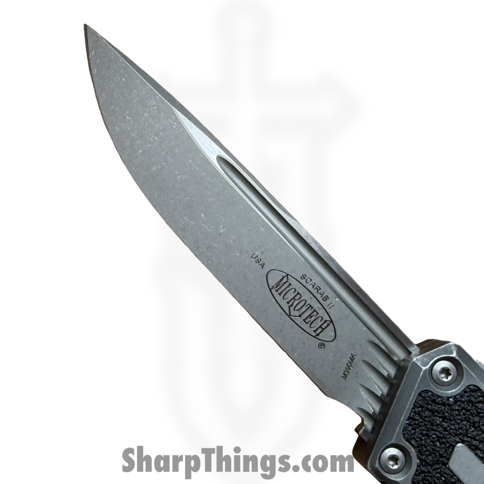 Microtech - 1278-10APWME - Scarab II Gen III - OTF Auto - M390MK Apocalyptic S/E - 6061-T6 Aluminum - Weathered Metal - Image 7