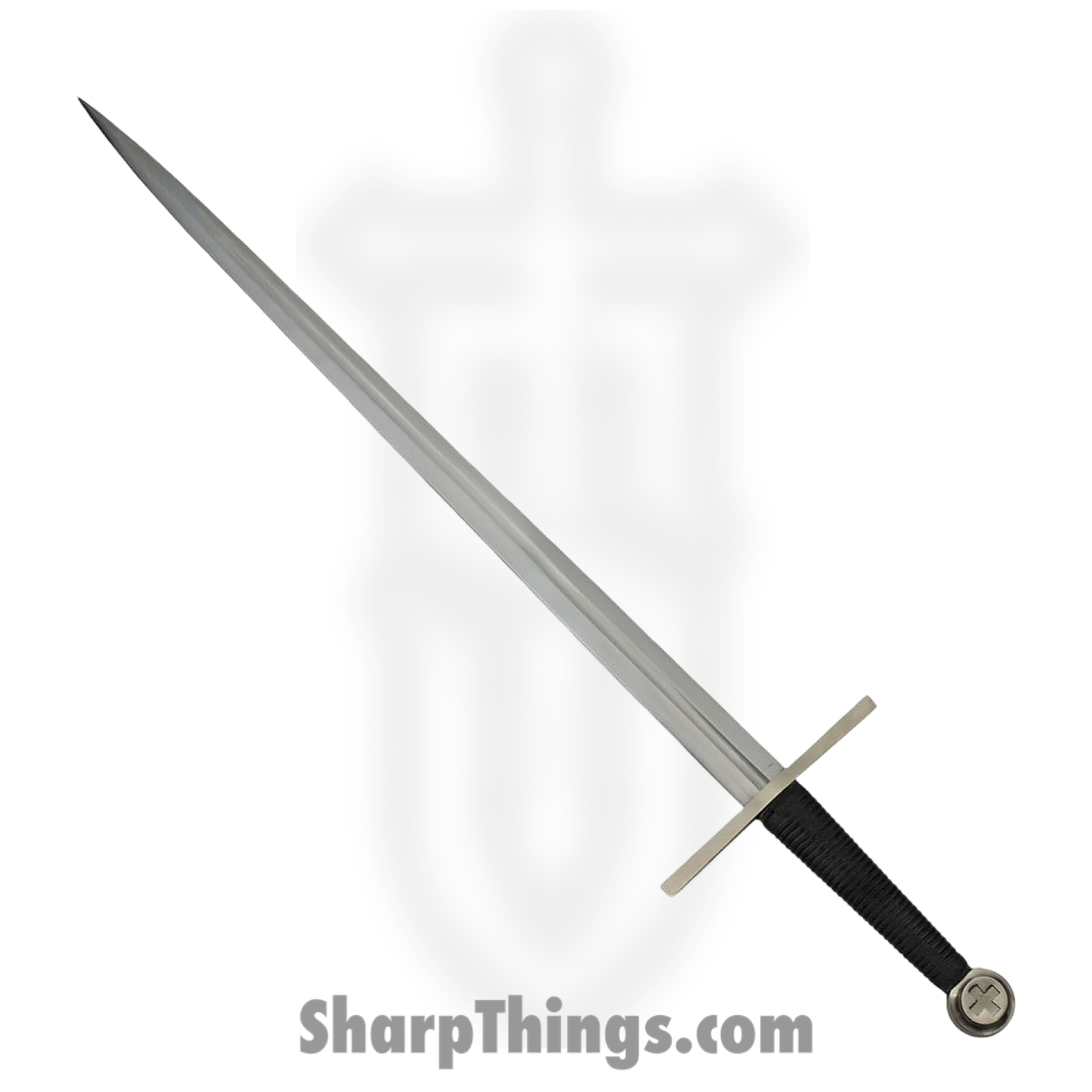 Rite Edge - BT2707 - Two Hand Broadsword - Fixed Blade Knife - 1065 HC Satin Double Edge - Polymer - Black