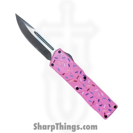 Atomic Knives – DT01SPD-DPSA – UltraLite ATOMIC – OTF Auto – D2 Satin Drop Point – Aluminum – Pk Donut