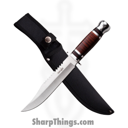 VOC – HK-782L – Survivor Fixed Blade Knife – Fixed Blade Knife – Stainless Steel Satin Clip Point – Leather – Black