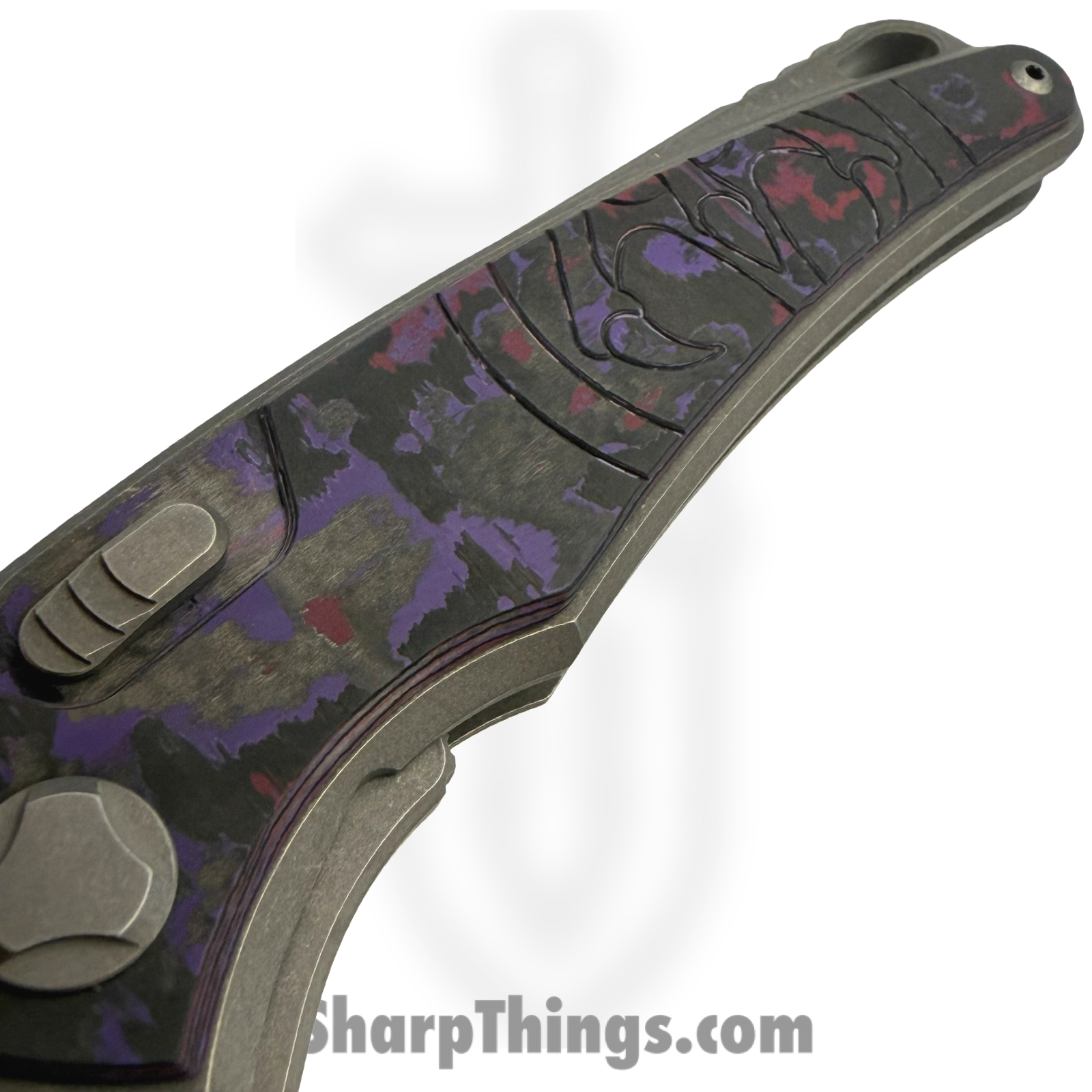 Hawk Knife Designs - HKD-TALON-PH - G&G Hawk Talon - Folding Knife - M390 Acid Wash Wharncliffe - FatCarbon - Purple - Image 3