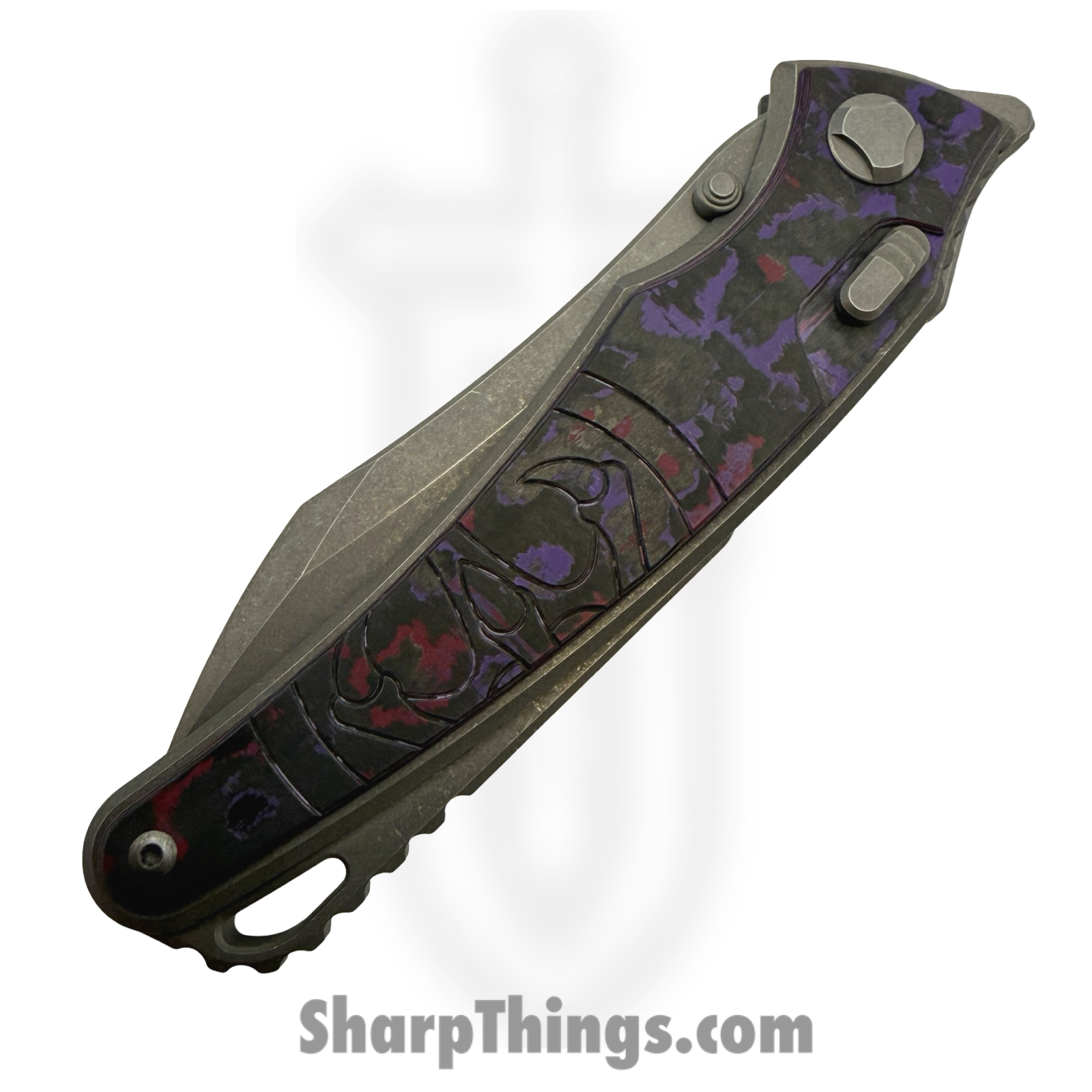 Hawk Knife Designs - HKD-TALON-PH - G&G Hawk Talon - Folding Knife - M390 Acid Wash Wharncliffe - FatCarbon - Purple - Image 4