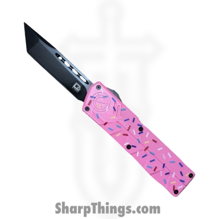 Atomic Knives – DT01SPD-TNBK – UltraLite ATOMIC – OTF Auto – D2 Coated Tanto – Aluminum – Pk Donut