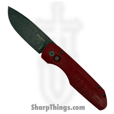 ProTech – VERO1211-AW Red Linen – Vero Synapse – Automatic Knife – CPM MagnaCut Acid Wash Drop Point – Linen Micarta – Red