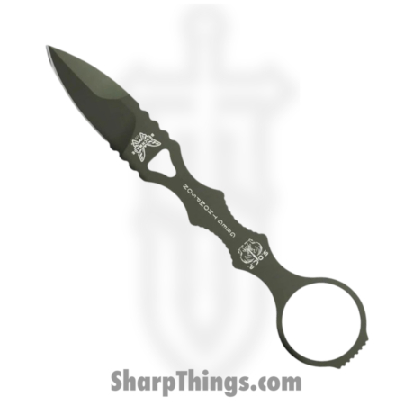Benchmade – 177GN – Mini SOCP Dagger – Fixed Blade Knife – 440C SS Coated Spear Point – 440C SS – OD Green