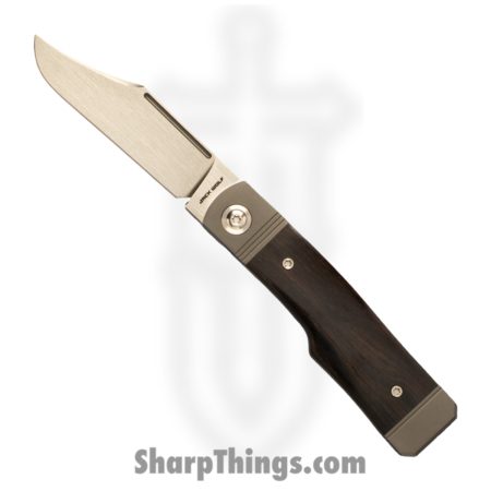 Jack Wolf Knives – GUNSL-03-EBONY – Gunslinger Jack – Folding Knife – S90V Satin Clip Point – Ebony Wood – Brown