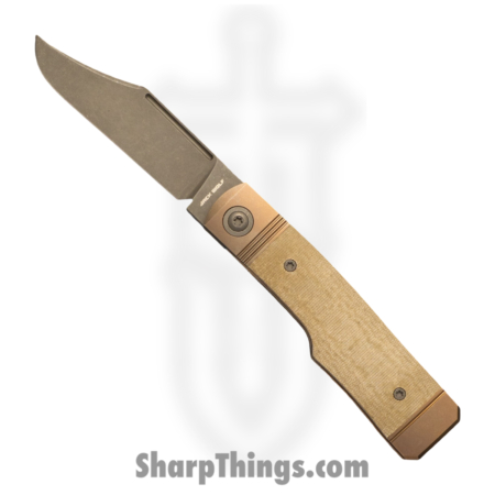 Jack Wolf Knives – GUNSL-03-GRN-LIN-MIC – Gunslinger Jack – Folding Knife – S90V Acid Stonewash Clip Point – Linen Micarta – Green