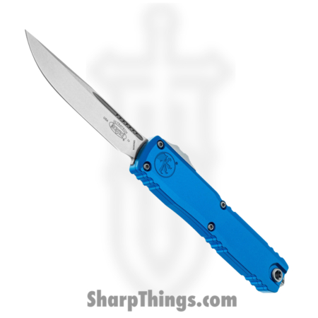 Microtech – 11214-10BL – Ultratech Gen IV – OTF Auto – M390MK Stonewash Drop Point – Aluminum – Blue