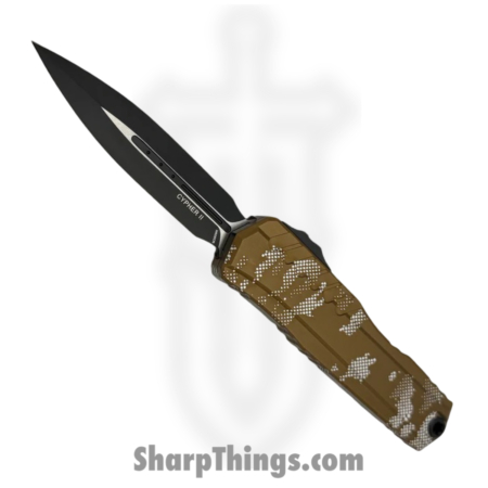 Microtech – 1242-1TAPX – Cypher II – OTF Auto – M390MK Coated Dagger – Aluminum – Tan