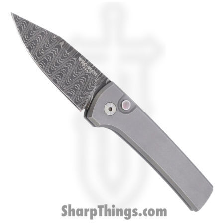 ProTech – 2026.Scapegoat.Custom.004 – Scapegoat – Automatic Knife – Vegas Forge Ladder Damascus Clip Point – 17-4 Steel – Stonewash/Blasted