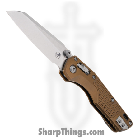 Microtech – 210M-10FRTA – MSI Mini Ram – Folding Knife – M390MK Stonewash Sheepsfoot – Aluminum – Tan
