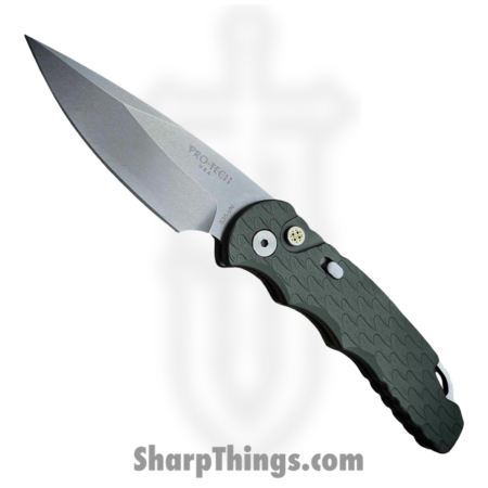 ProTech – BST26.TR5.1 – Tactical Response 5 – Automatic Knife – S35VN Stonewash Spear Point – “Feather” Aluminum – Green