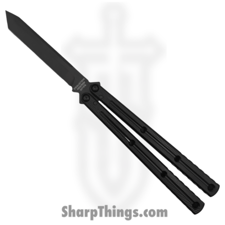 Squid Industries – KRITBK – Krake Raken V3 – Balisong – 410 SS Coated Tanto – 7075-T6511 Aluminum – Inked Black