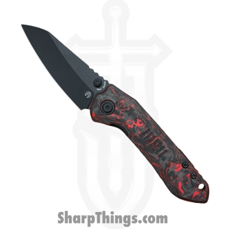 Millit Knives – STEOVBKRDCF – Sharp Things Exclusive Overland Zirblast – Folding Knife – Magnacut Coated Sheepsfoot – Marble Carbon Fiber – Red Black