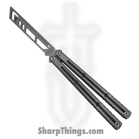 Squid Industries – TIKRTRSW – Krake Raken Trainer – Balisong – 410 SS Stonewash Trainer – 6AL-4V Titanium – Silver
